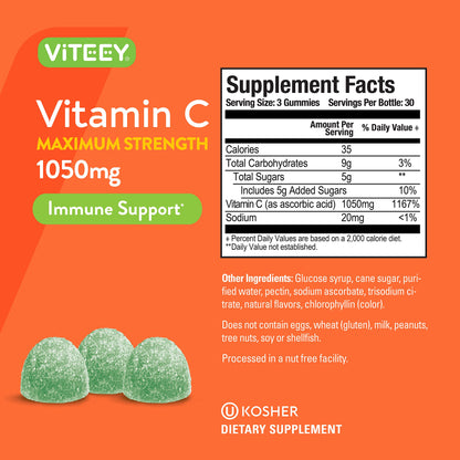 Detalle gomitas masticables vitamina c veganas Viteey