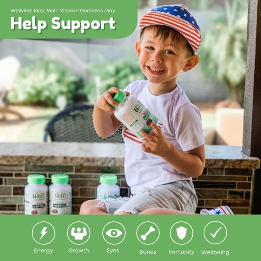 Detalle gomitas multivitamínicas para niños Wellvites