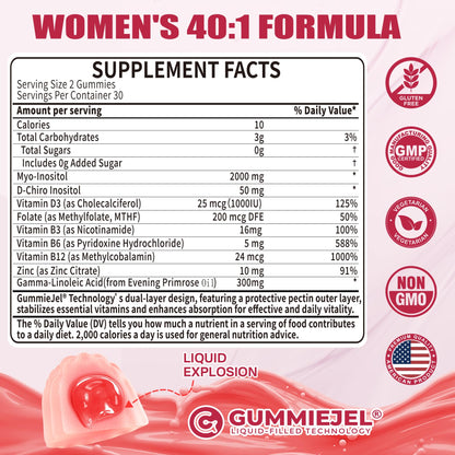 Detalle gomitas de omega 3 y inositol para niños