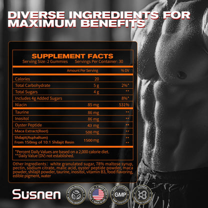 Detalle gomitas Susnen con beneficios para el cuerpo