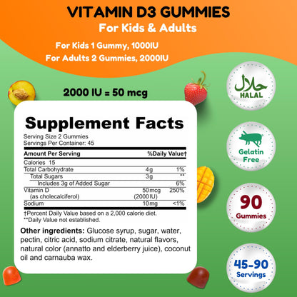 Detalle gomitas vegetarianas de vitamina D3 SHIFAA NUTRITION