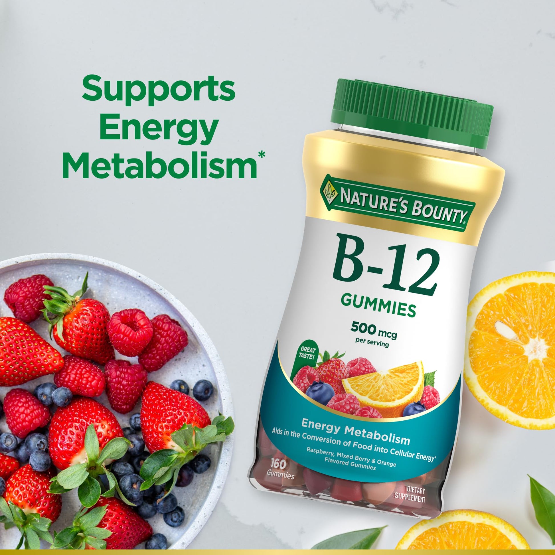 Detalle gomitas vitamina B12 Nature's Bounty sabor mezcla bayas