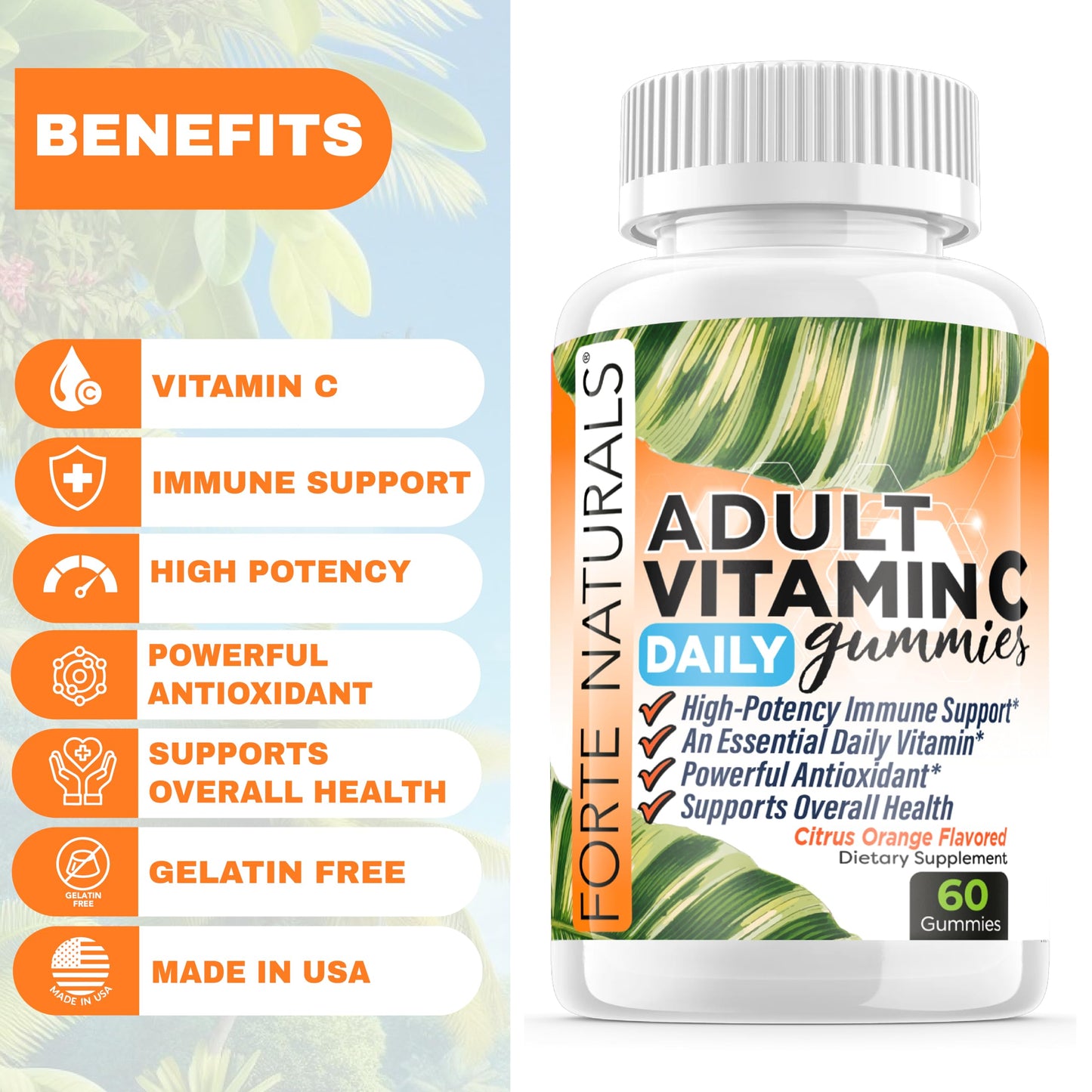 Detalle gomitas de vitamina C 250 mg FORTE NATURALS