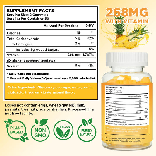 Detalle gomitas vitamina E Aromlife para bienestar celular