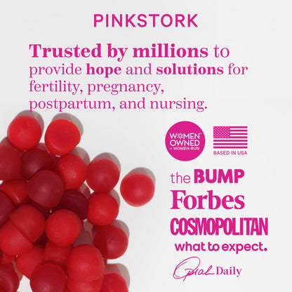 Detalle gomitas vitamina prenatal Pink Stork sabor frutal