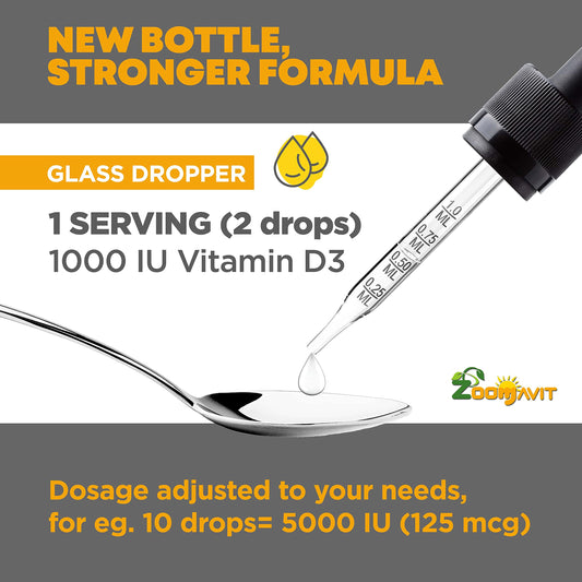 Detalle de gotas de vitamina D3 orgánica Zoomavit