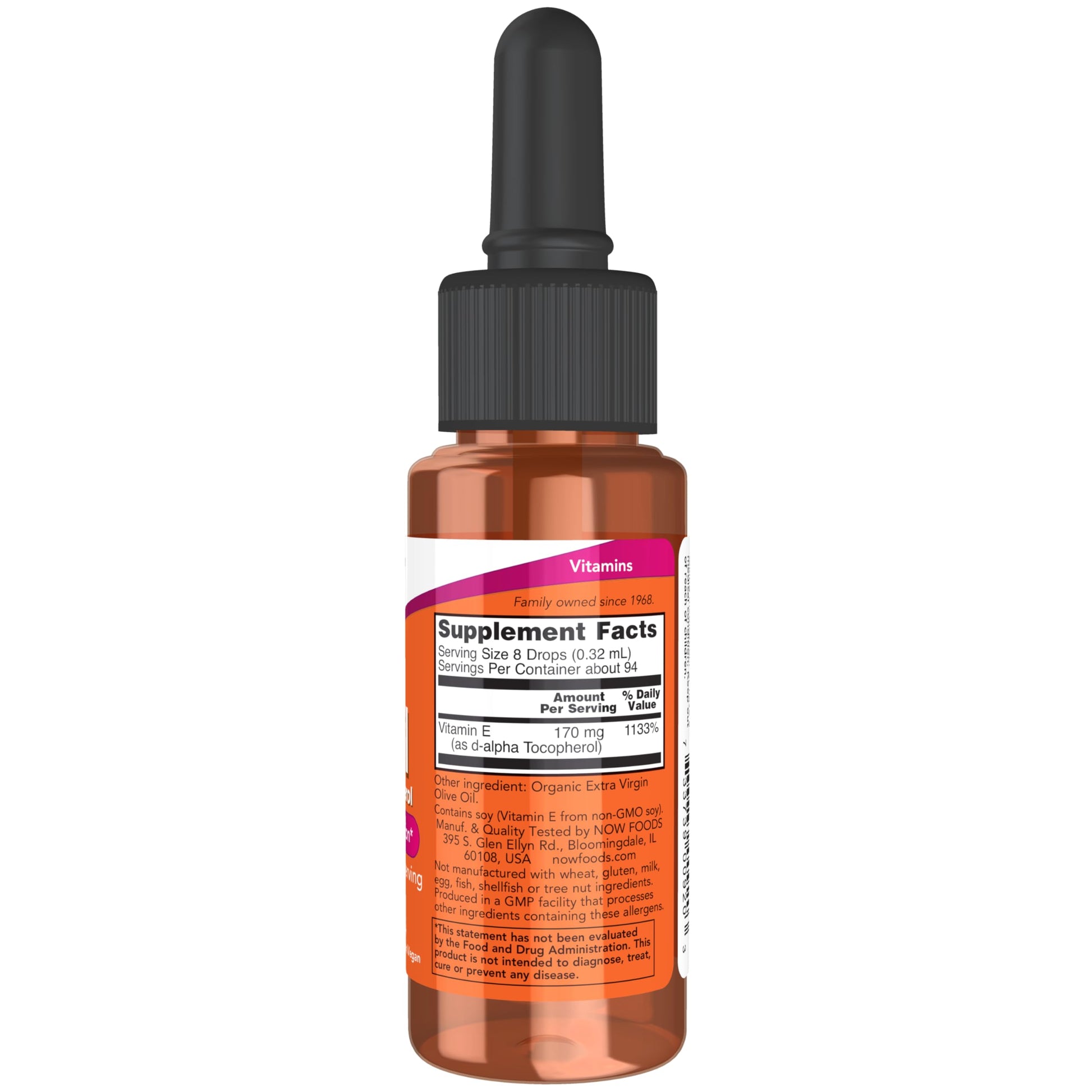 detalle gotero suplemento vitamina e liquido now foods