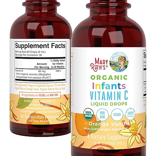 Detalle gotero suplemento vitamina C orgánica MaryRuth para bebés