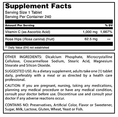 detalle información nutricional vitamina c amazing formulas