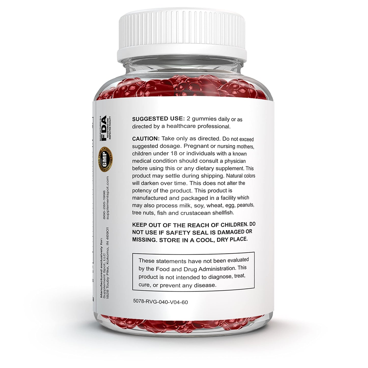 detalle ingredientes gomitas supplement spot sabor fruta