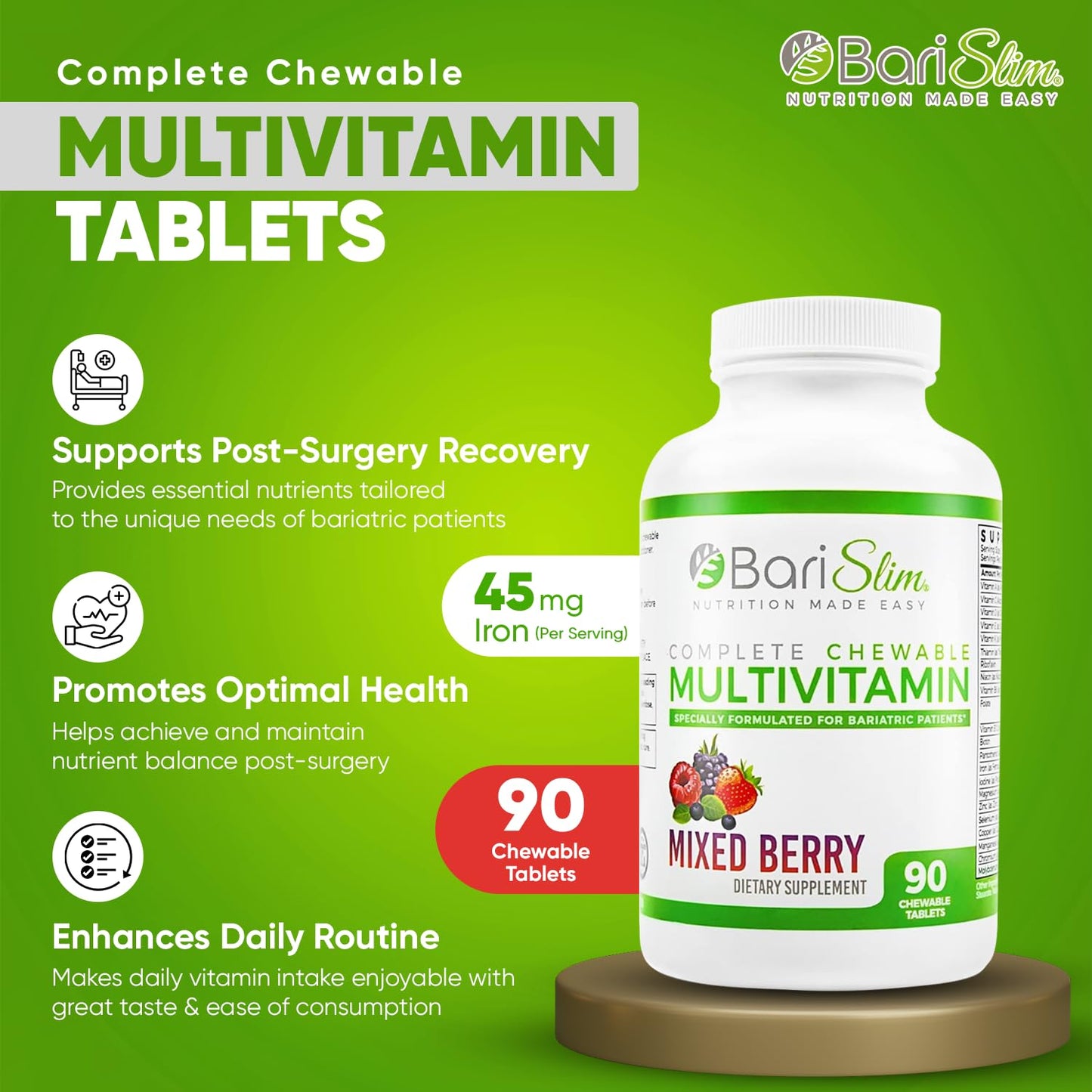 Detalle de nutrientes en multivitaminas BariSlim.