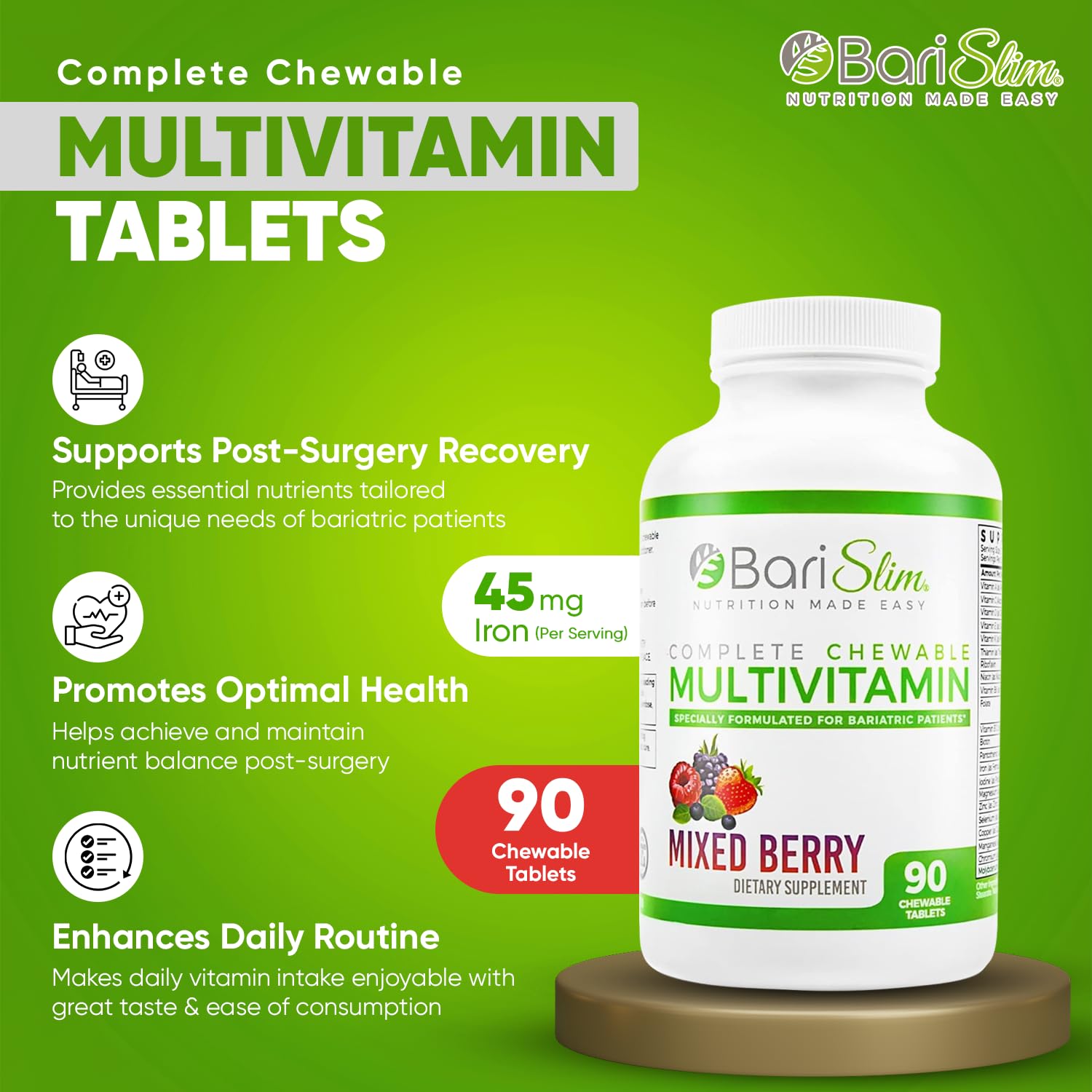 Detalle de nutrientes en multivitaminas BariSlim.
