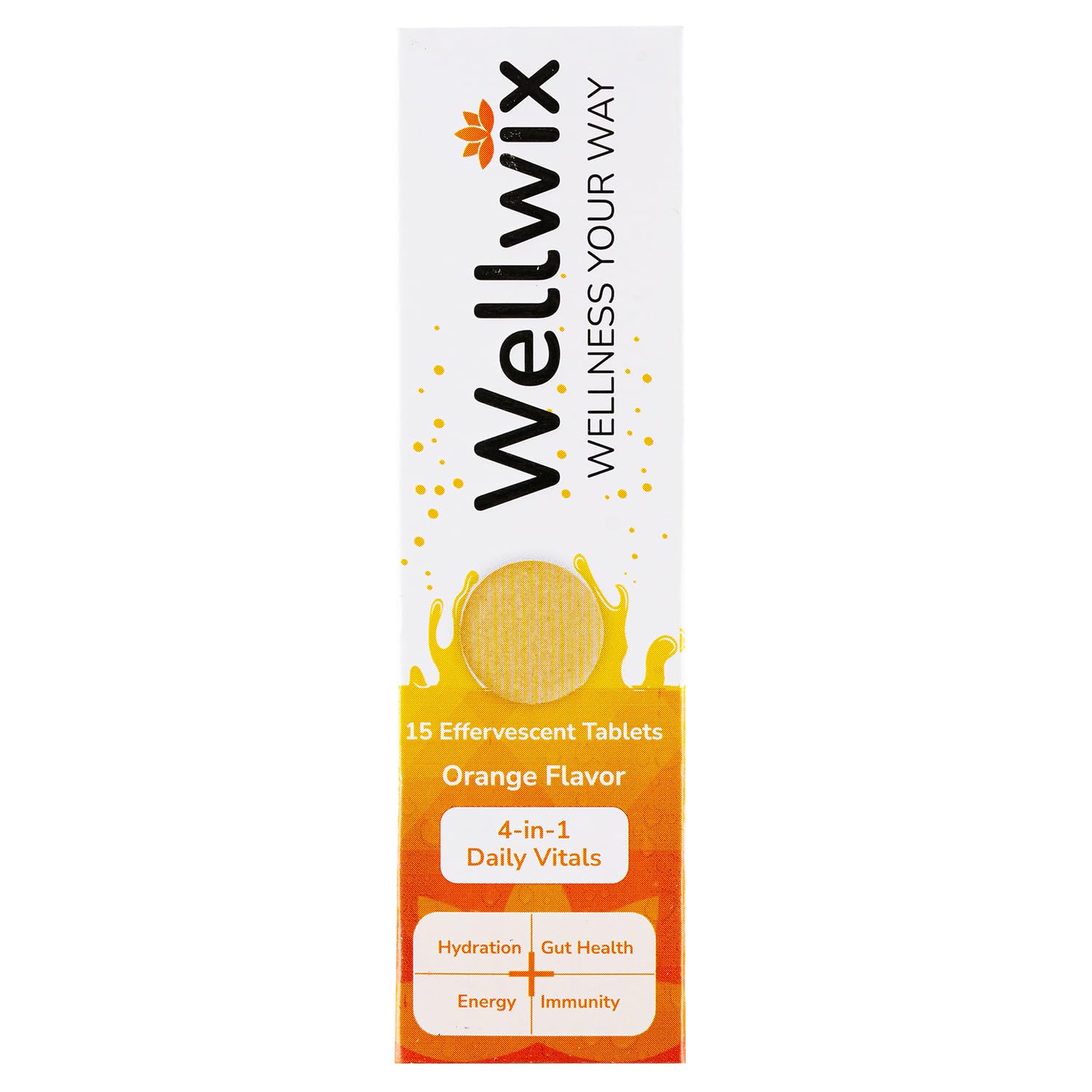 Detalle paquete Wellwix con 15 tabletas efervescentes