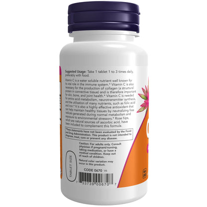Detalle pastillas vitamina c 500mg NOW