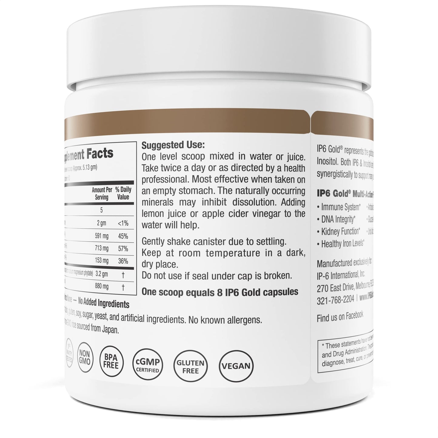 Detalle del polvo ip6 y mio-inositol sin sabor IP6 Gold