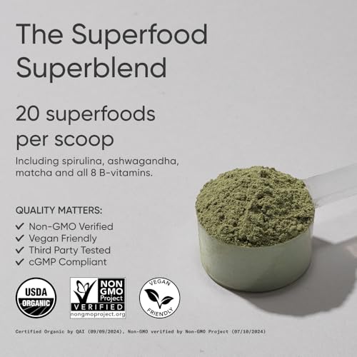 Detalle polvo superalimento orgánico con spirulina y chlorella Sports Research