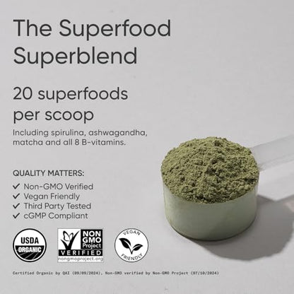Detalle polvo superalimento orgánico con spirulina y chlorella Sports Research