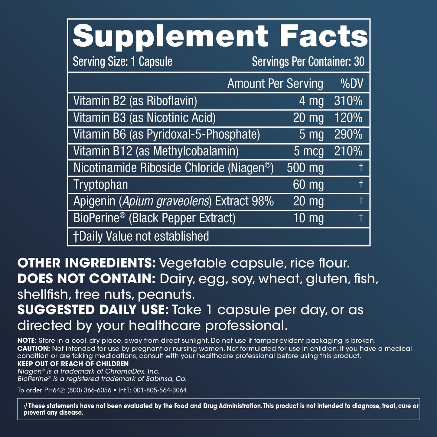 Detalle del suplemento ProHealth NAD Triple Boost mostrando ingredientes clave