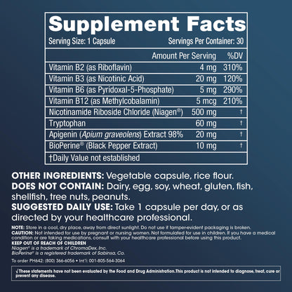 Detalle del suplemento ProHealth NAD Triple Boost mostrando ingredientes clave