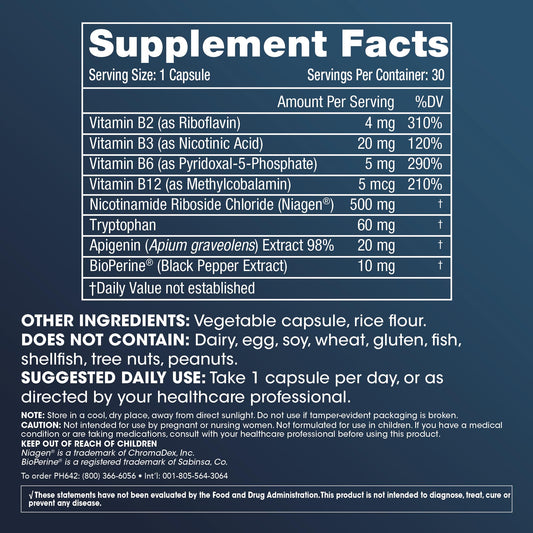 Detalle del suplemento ProHealth NAD Triple Boost mostrando ingredientes clave