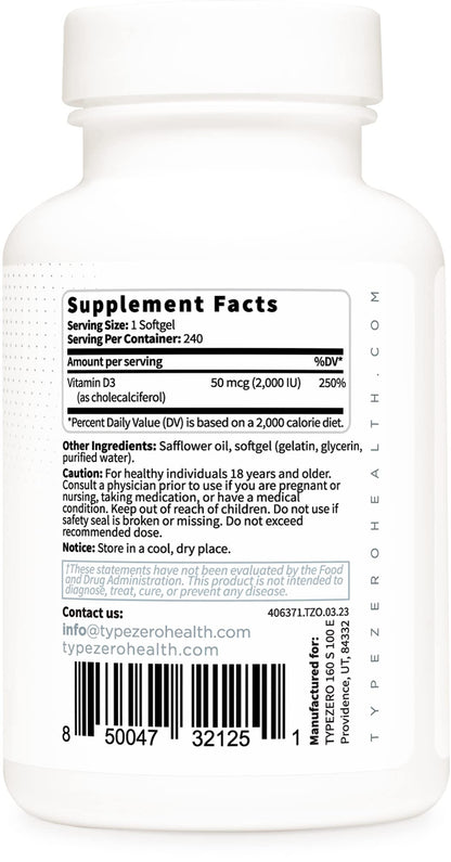 Detalle softgels vitamina d3 no omg sin gluten Type Zero