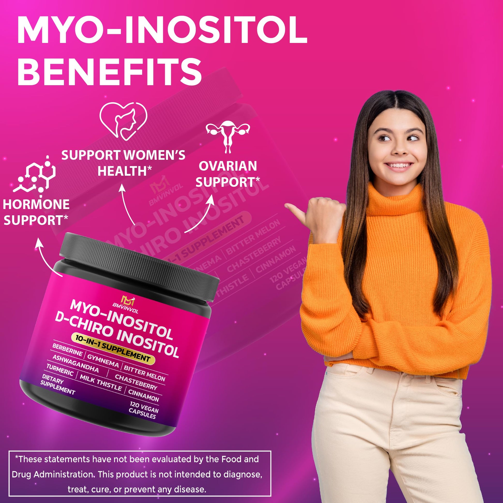 Detalle suplemento BMVINVOL inositol y ingredientes