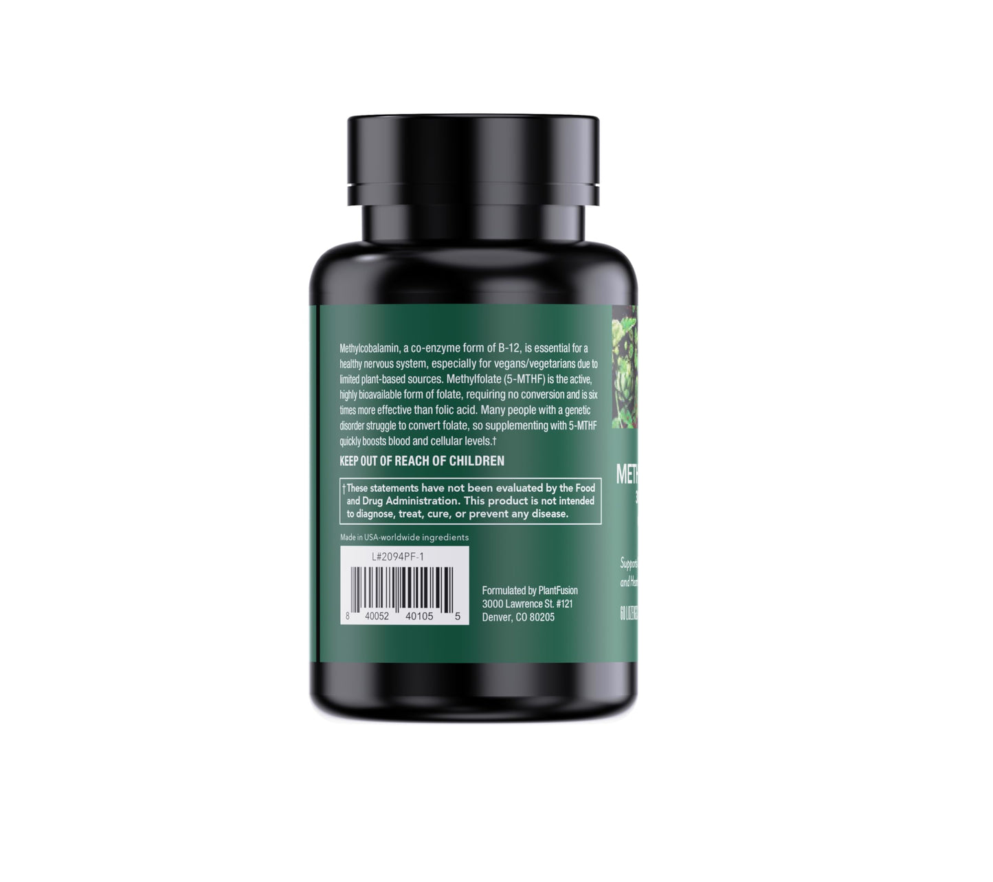 Detalle suplemento de vitamina B PlantFusion metilada