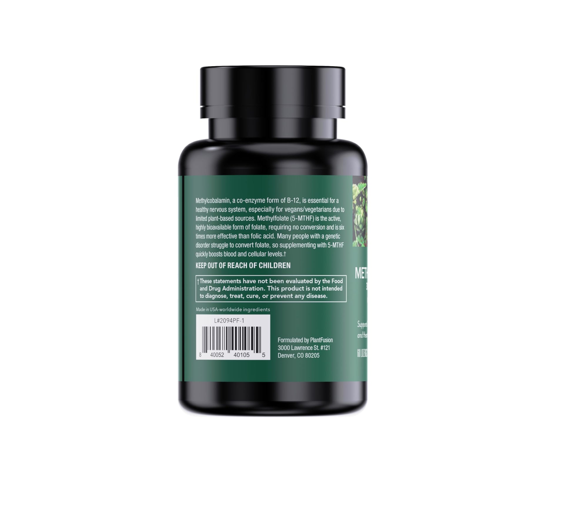 Detalle suplemento de vitamina B PlantFusion metilada