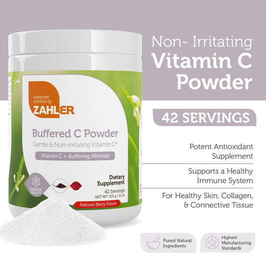 Detalle suplemento vitamina C Zahler 11 oz polvo sabor bayas