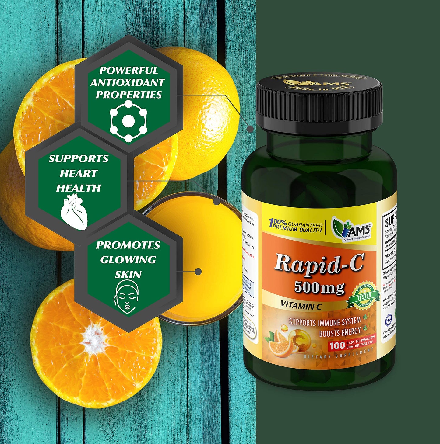 Detalle tableta America Medic & Science Rapid-C vitamina c