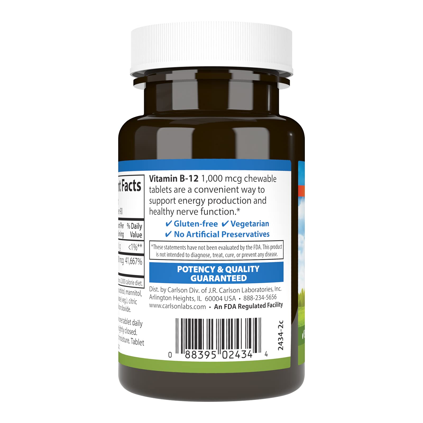 Detalle tabletas Carlson vitamina B12 1000 mcg