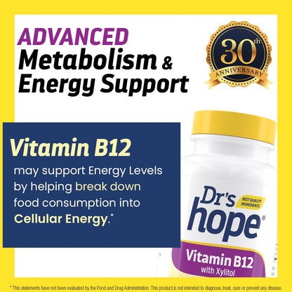 Detalle tabletas masticables Dr’s Hope vitamina b12