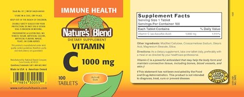Detalle tabletas Nature's Blend vitamina C 1000 mg