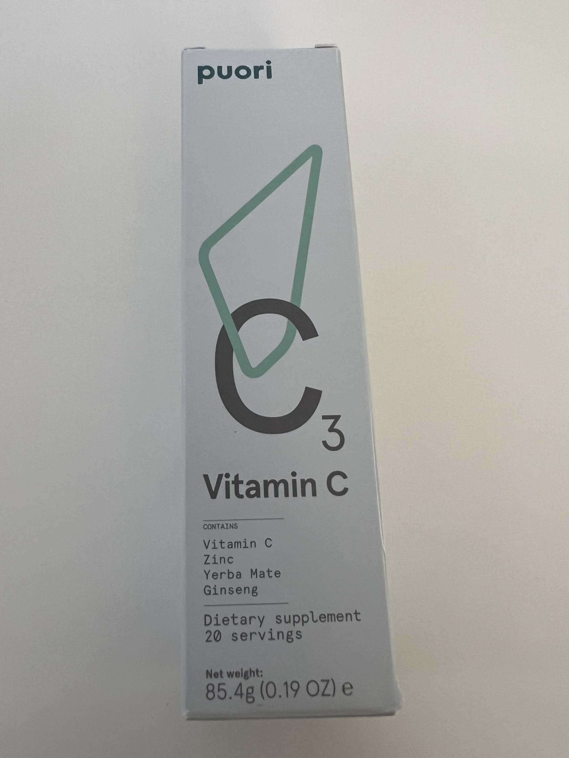 Detalle tabletas Puori C3 vitamina C y zinc
