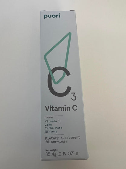 Detalle tabletas Puori C3 vitamina C y zinc