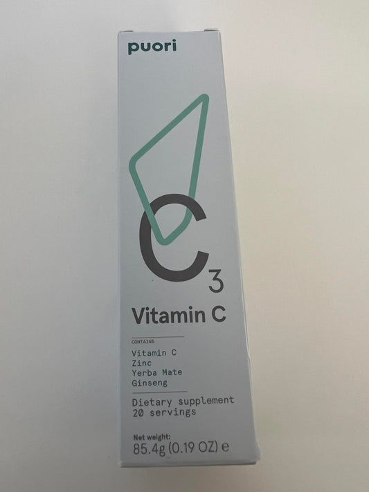 Detalle tabletas Puori C3 vitamina C y zinc