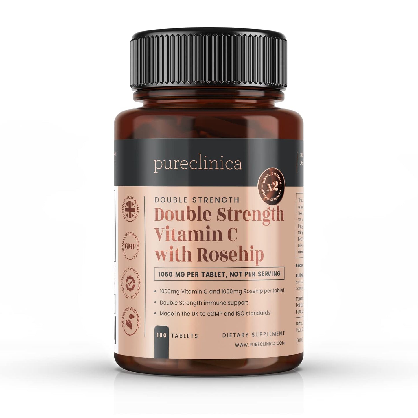Detalle tabletas pureclinica Vitamina C y Rosa Mosqueta