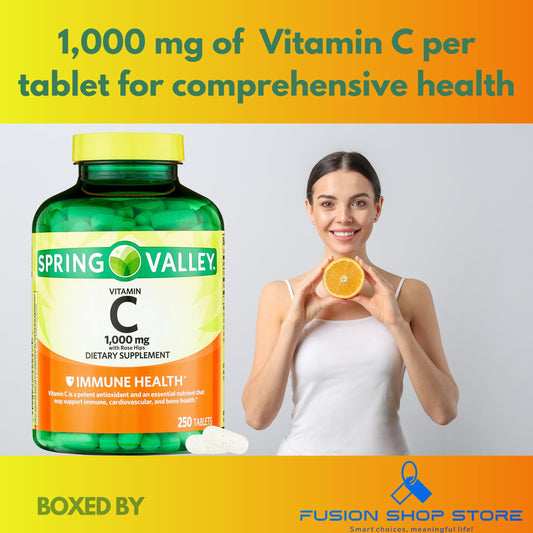 Detalle tabletas Spring Valley Vitamina C Rosa Mosqueta