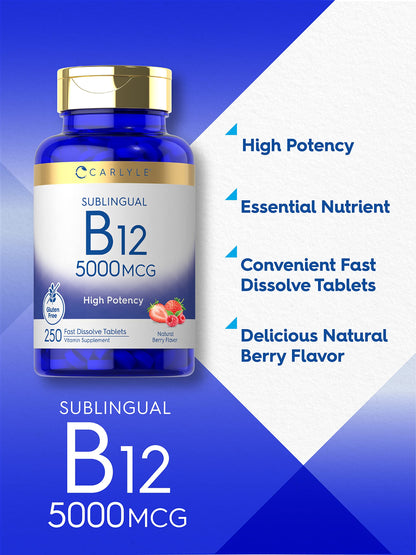 Detalle tabletas vitamina b12 sabor baya Carlyle
