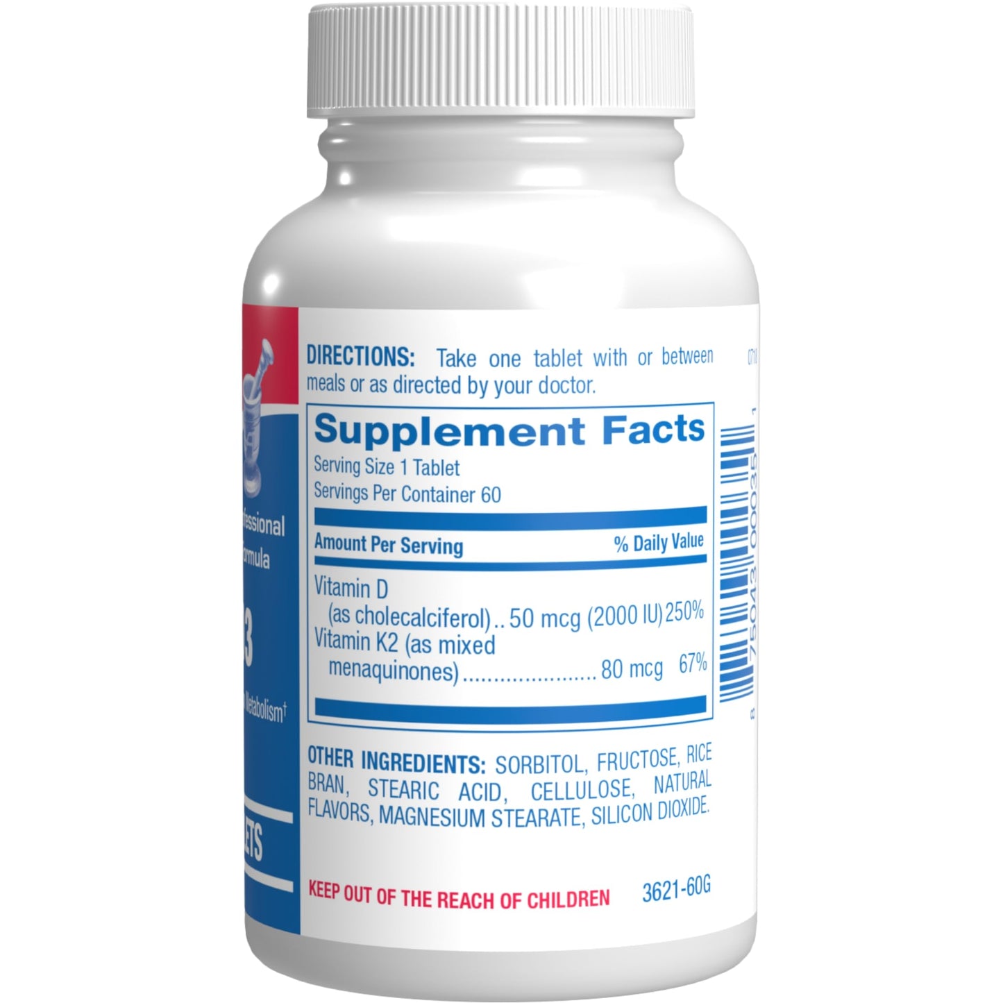 Detalle tabletas vitamina D3 K2 masticable sabor canela