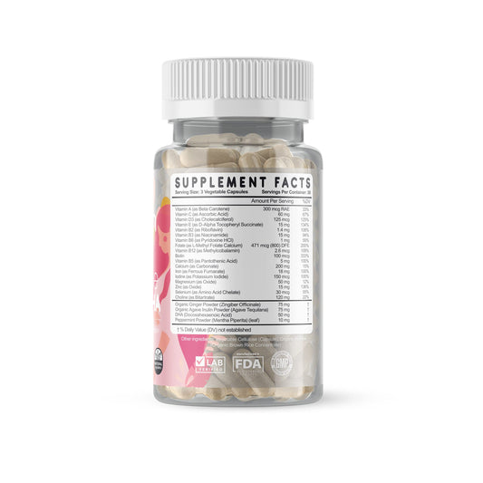 Detalle de vitaminas Feed Mom & Me para embarazo