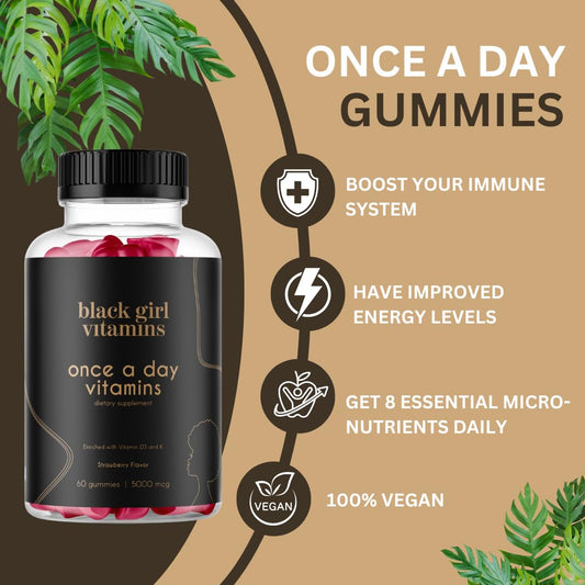 Detalles y beneficios de Black Girl Vitamins en gomas para mujer