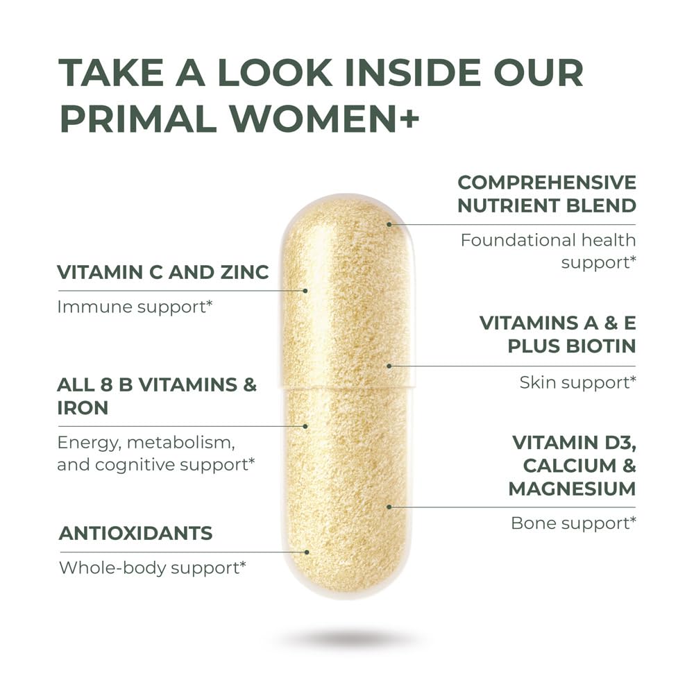 Detalles del contenido del multivitamínico Primal Harvest Women+