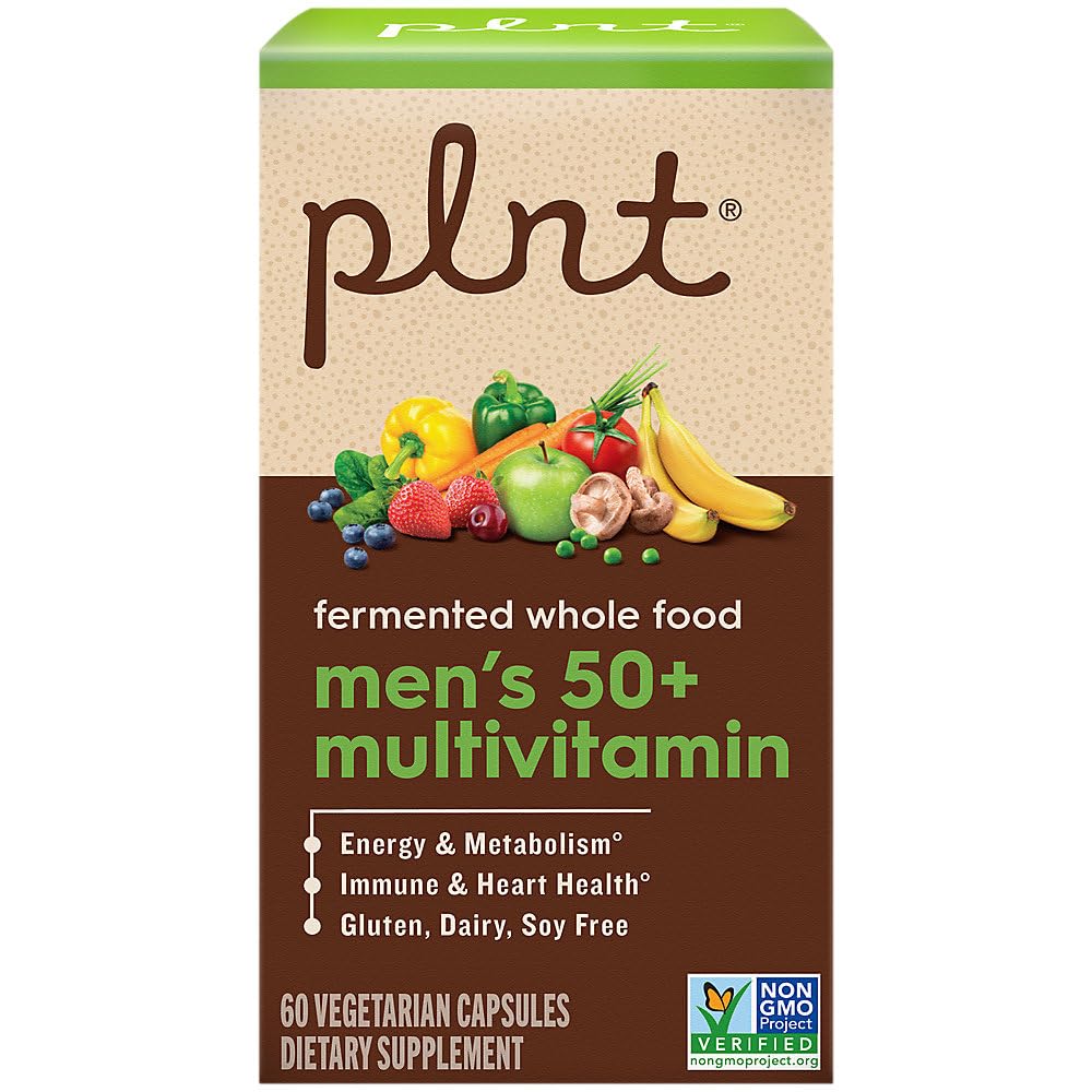 Detalles del empaque de multivitaminas para hombres 50+.