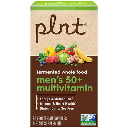 Detalles del empaque de multivitaminas para hombres 50+.