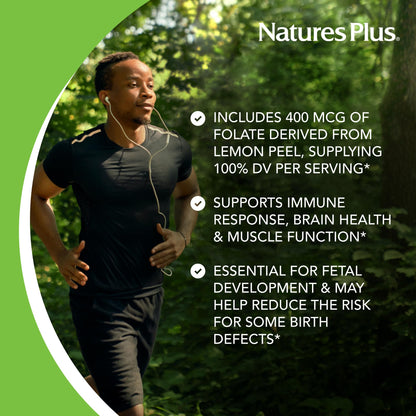 Detalles etiqueta cápsulas orgánicas folato NaturesPlus