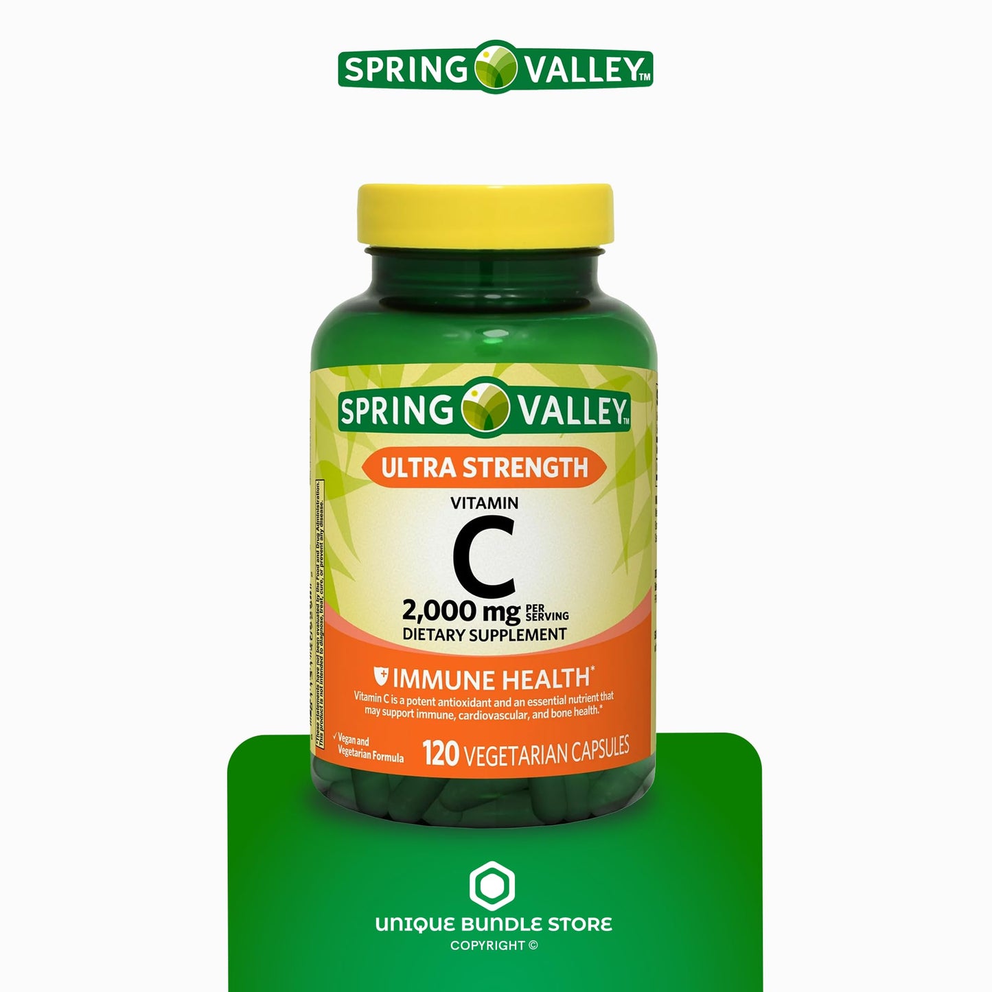 Detalles etiqueta cápsulas Vitamina C Spring Valley