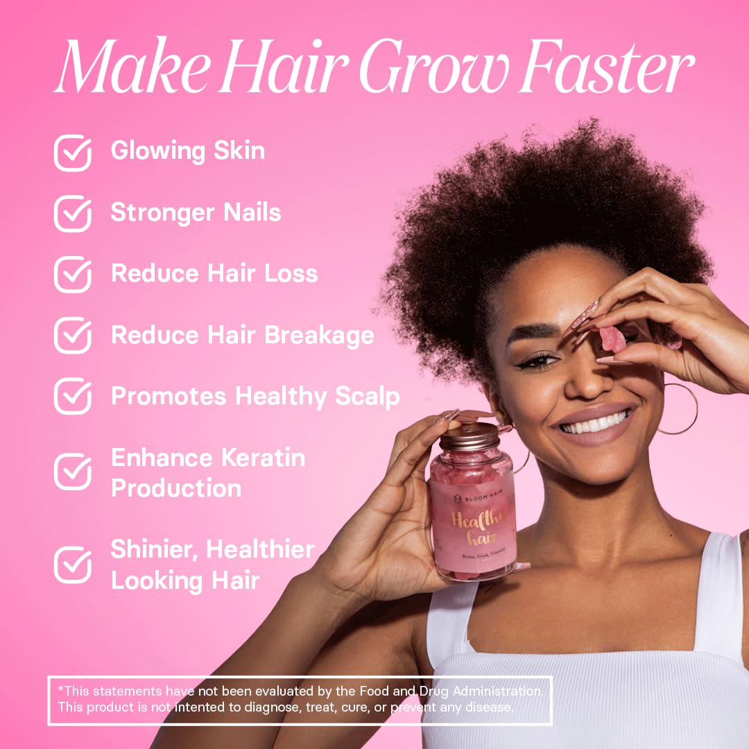Detalles gomitas Bloom Hair vitaminas cabello con retinol y vitamina E