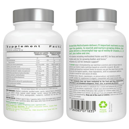 Detalles de ingredientes en etiquetas de Igennus multivitamínico para niños.