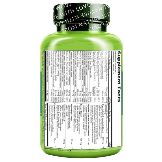 Etiquetas y detalles de ingredientes de multivitaminas Naturelo